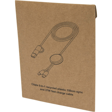 Logo trade advertising products picture of: Citala 5-in-1 recycled plastic 150 cm data sync and 27W fast charge cable